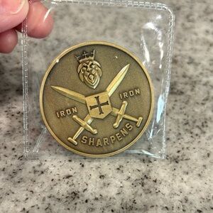 Iron Sharpens Iron Antique Gold Golf Ball Market - Motivational Keepsake
